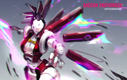 4K Ultra HD anime wallpaper featuring Momo Yaoyorozu from My Hero Academia in detailed mecha armor, dynamic pose with futuristic mechanical elements.