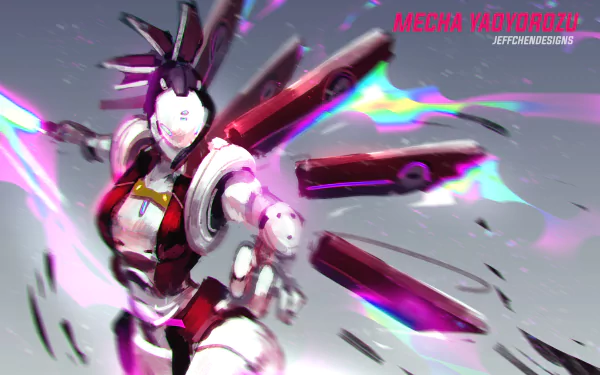 4K Ultra HD anime wallpaper featuring Momo Yaoyorozu from My Hero Academia in detailed mecha armor, dynamic pose with futuristic mechanical elements.