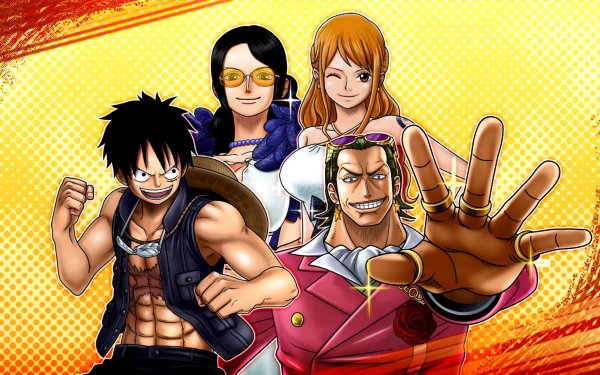 Anime One Piece Monkey D. Luffy Nico Robin Nami Gild Tesoro HD Wallpaper | Background Image