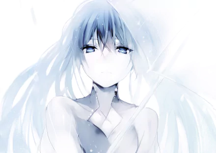 Anime-style artwork of a character with long blue hair and striking blue eyes, holding a translucent umbrella, rendered in 4K Ultra HD as a PC desktop wallpaper.
