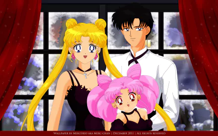 Mamoru Chiba Usagi Tsukino Chibi Usa Anime Sailor Moon HD Desktop Wallpaper | Background Image
