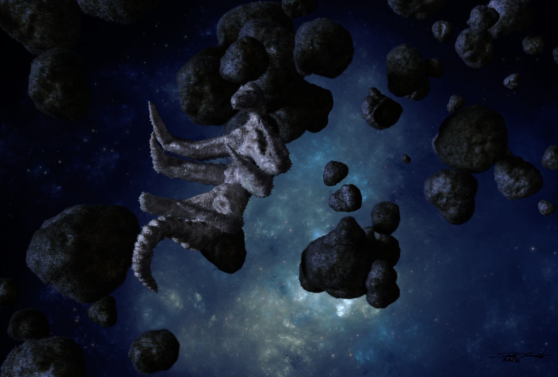 Download Asteroid Sci Fi Alien HD Wallpaper by Simo Siiriä