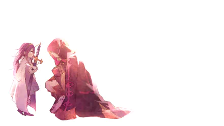 HD PC desktop wallpaper featuring Robin and Lucina from the video game Fire Emblem Awakening in a stylized, glowing art style.