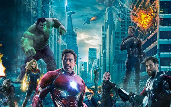 Movie Avengers Endgame The Avengers Iron Man Hulk Thor Captain America Black Widow Captain Marvel Nebula HD Wallpaper | Background Image