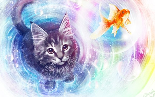 Fantasía Gato Animales de fantasía Pet Pez Fondo de pantalla HD | Fondo de Escritorio
