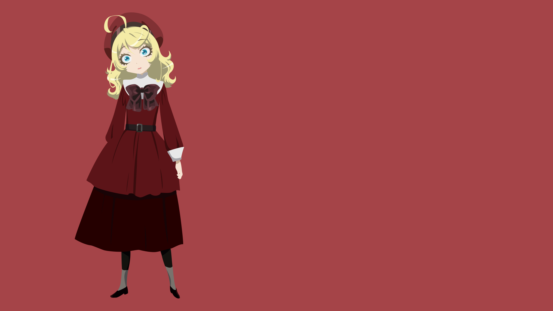 4K Ultra HD anime wallpaper featuring Tanya Degurechaff from The Saga of Tanya the Evil, standing confidently against a solid maroon background.