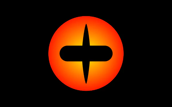 Minimalist 8K Ultra HD Naruto desktop wallpaper featuring a stylized Kurama eye symbol in bold black and fiery orange tones, capturing anime essence.