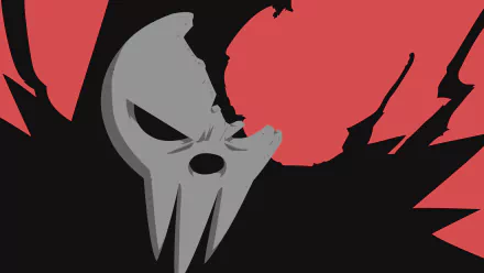 Death (Soul Eater) skull mask silhouette in gray and black against a blood-red background — Anime Soul Eater 4K Ultra HD PC wallpaper.