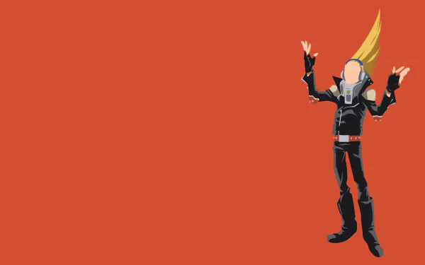HD PC desktop wallpaper of Present Mic (Boku No Hero Academia) from My Hero Academia — anime character in black outfit and headphones striking energetic pose on orange background.