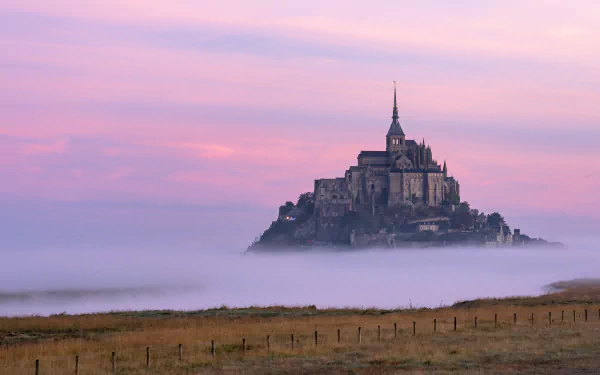 France fog abbey religious Mont Saint- Michel HD Desktop Wallpaper | Background Image