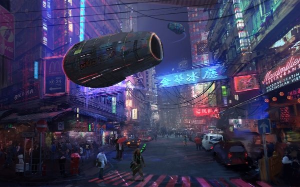 Sci Fi Cyberpunk City Night HD Wallpaper | Background Image