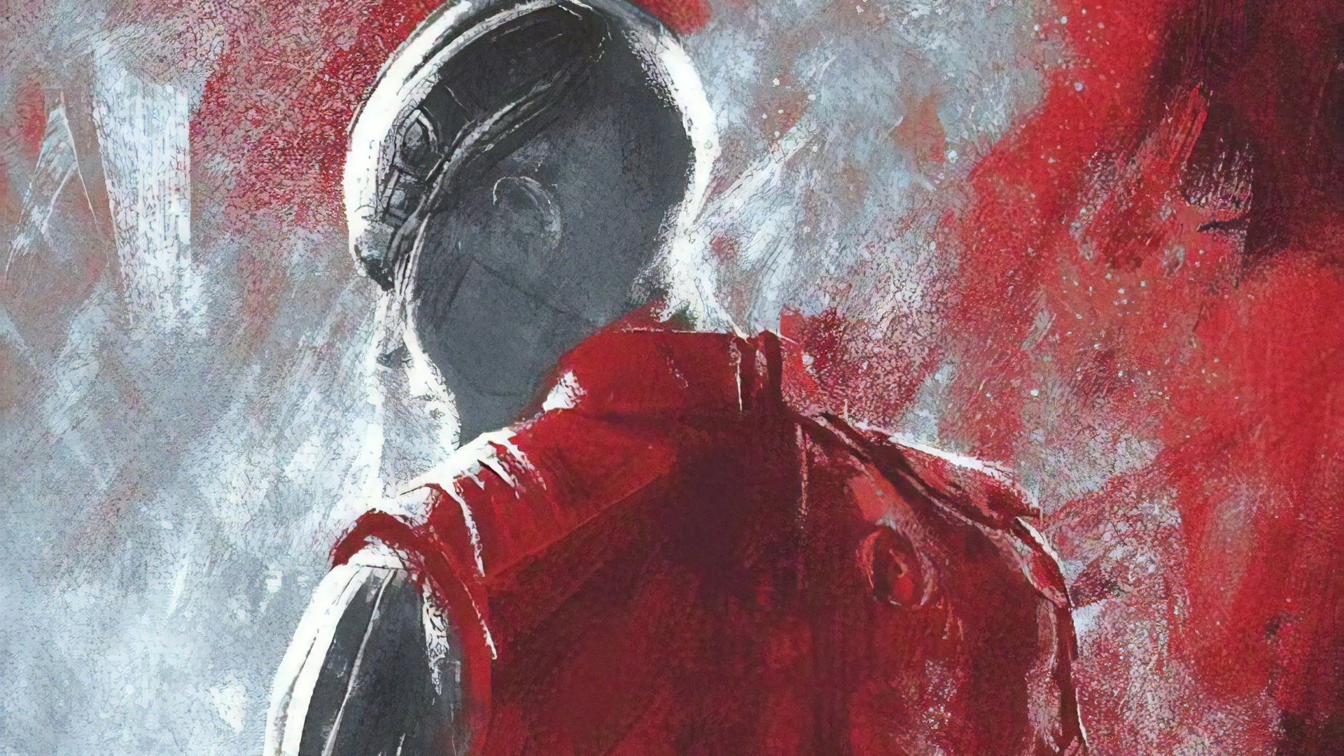 4K Ultra HD digital artwork of Karen Gillan as Nebula from Avengers EndGame, featuring a dramatic, red-toned background in a movie-inspired style.