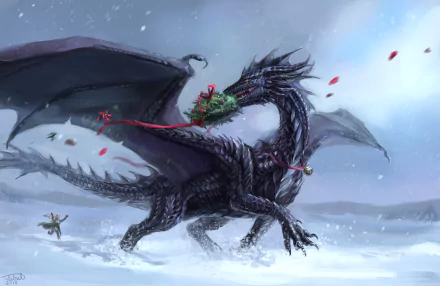 Christmas fantasy dragon HD Desktop Wallpaper | Background Image