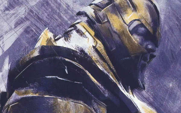 HD desktop wallpaper featuring an artistic rendering of Thanos from Avengers: EndGame, highlighted by brushstroke effects in a bold, abstract style.