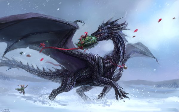 Fantasy Dragon Christmas HD Wallpaper | Background Image