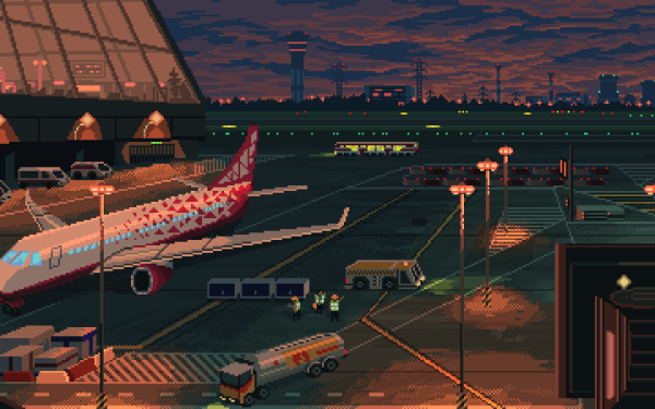 Artistic Pixel Art Aircraft Airport HD Wallpaper | Background Image
