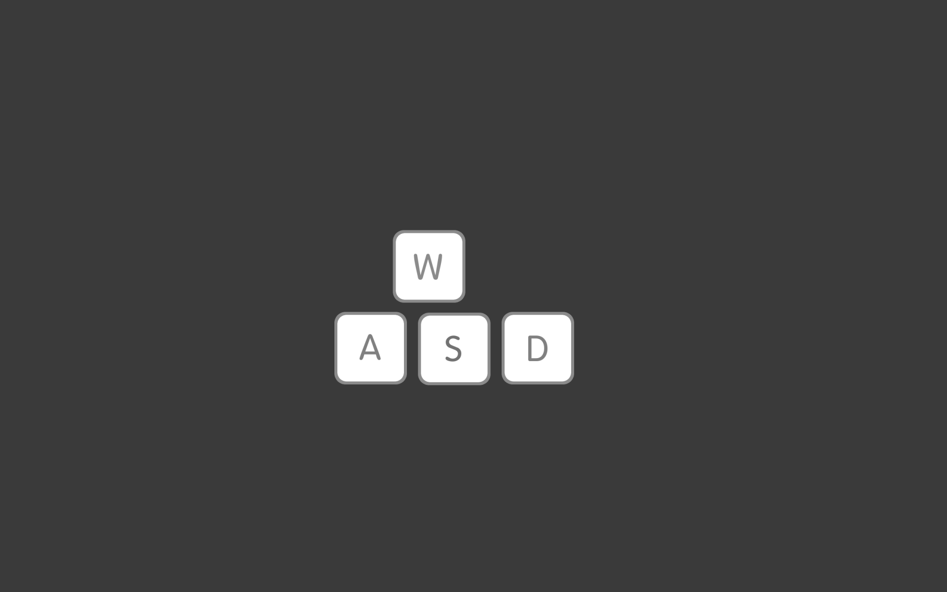 HD desktop wallpaper featuring the keys W, A, S, D from a keyboard on a dark background.