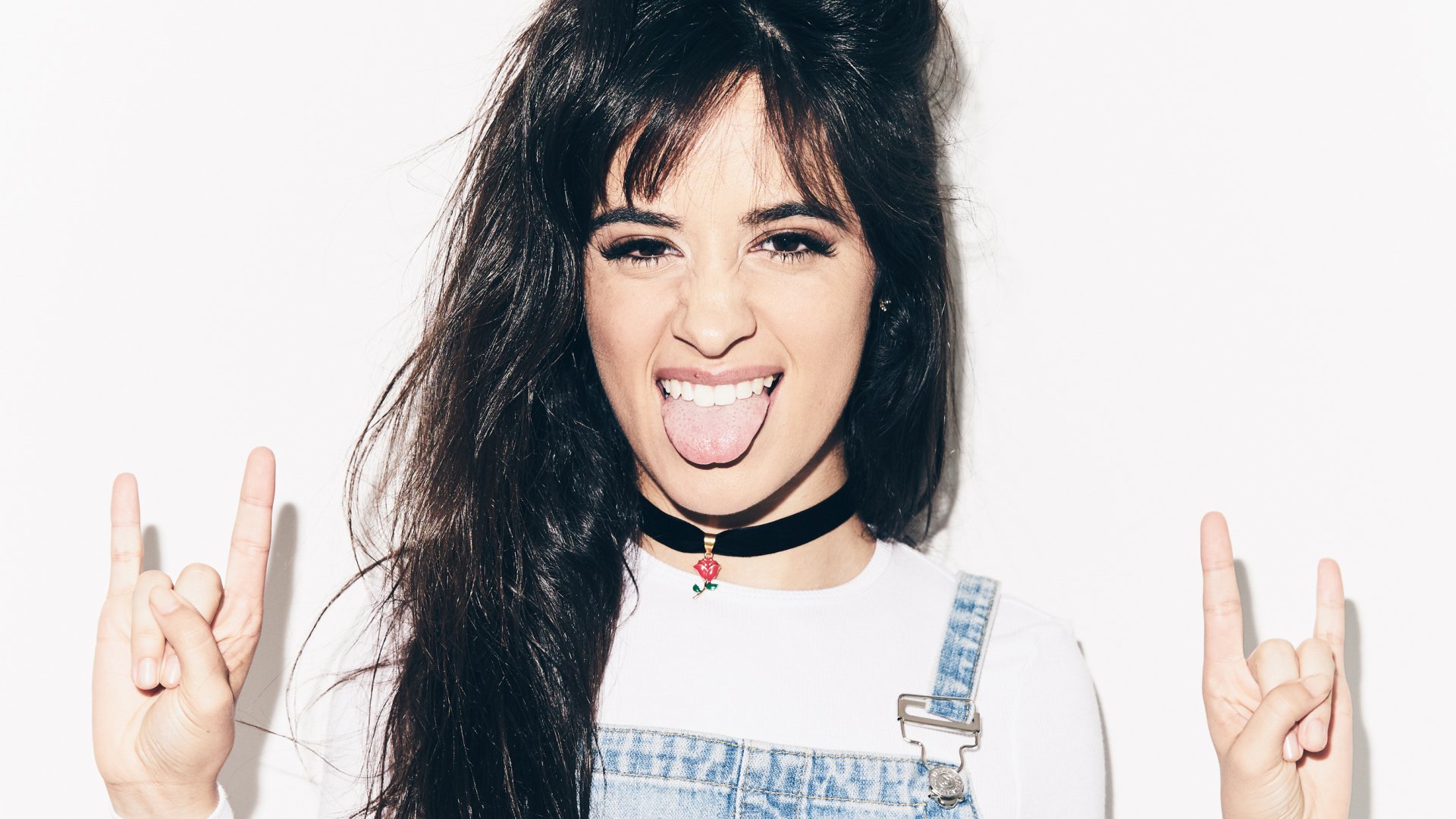 Download Singer Latina Tongue Choker Black Hair Brown Eyes Music Camila  Cabello HD Wallpaper