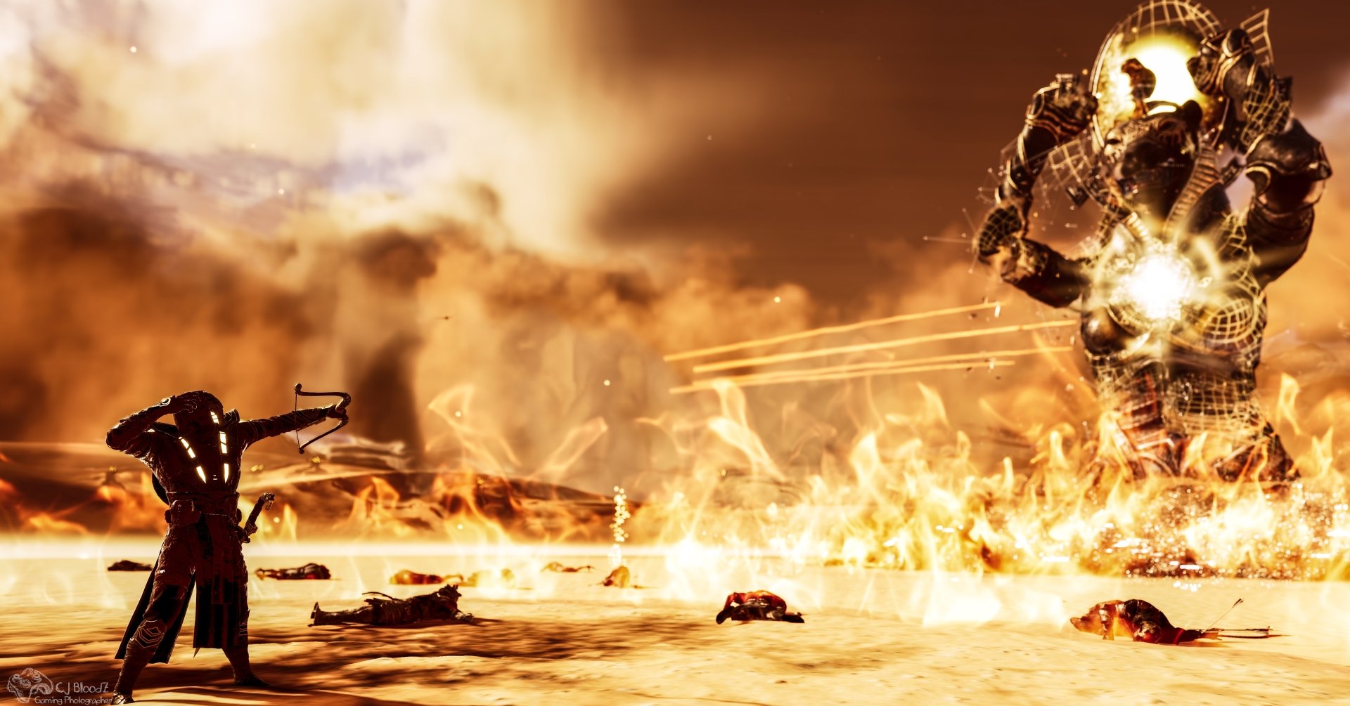 Download Flame Creature Bow Warrior Video Game Assassin's Creed Origins 4k Ultra HD Wallpaper by Cj BloodZ