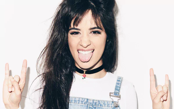 singer latina tongue choker black hair brown eyes music Camila Cabello HD Desktop Wallpaper | Background Image