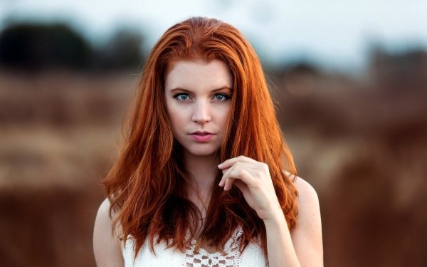 Women Model Redhead Depth Of Field Blue Eyes HD Wallpaper | Background Image
