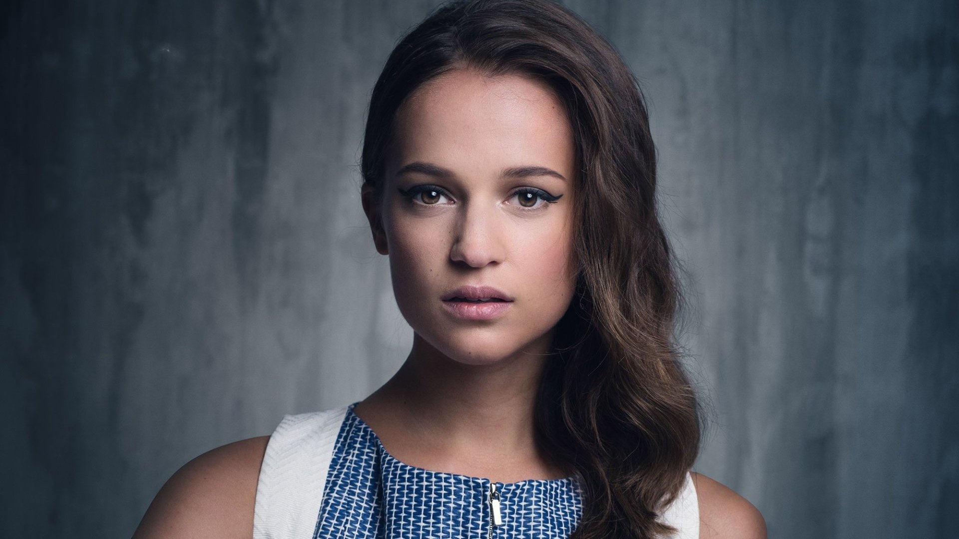Download Stare Brown Eyes Brunette Actress Swedish Celebrity Alicia Vikander HD Wallpaper