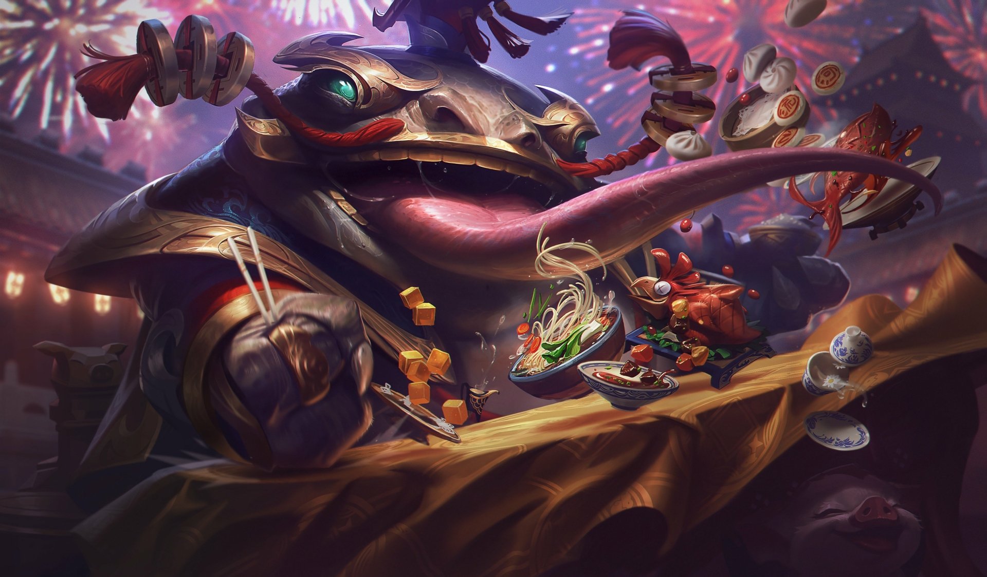 4K Ultra HD League of Legends wallpaper featuring Tahm Kench with vibrant colors and dynamic details, designed for PC desktop backgrounds.