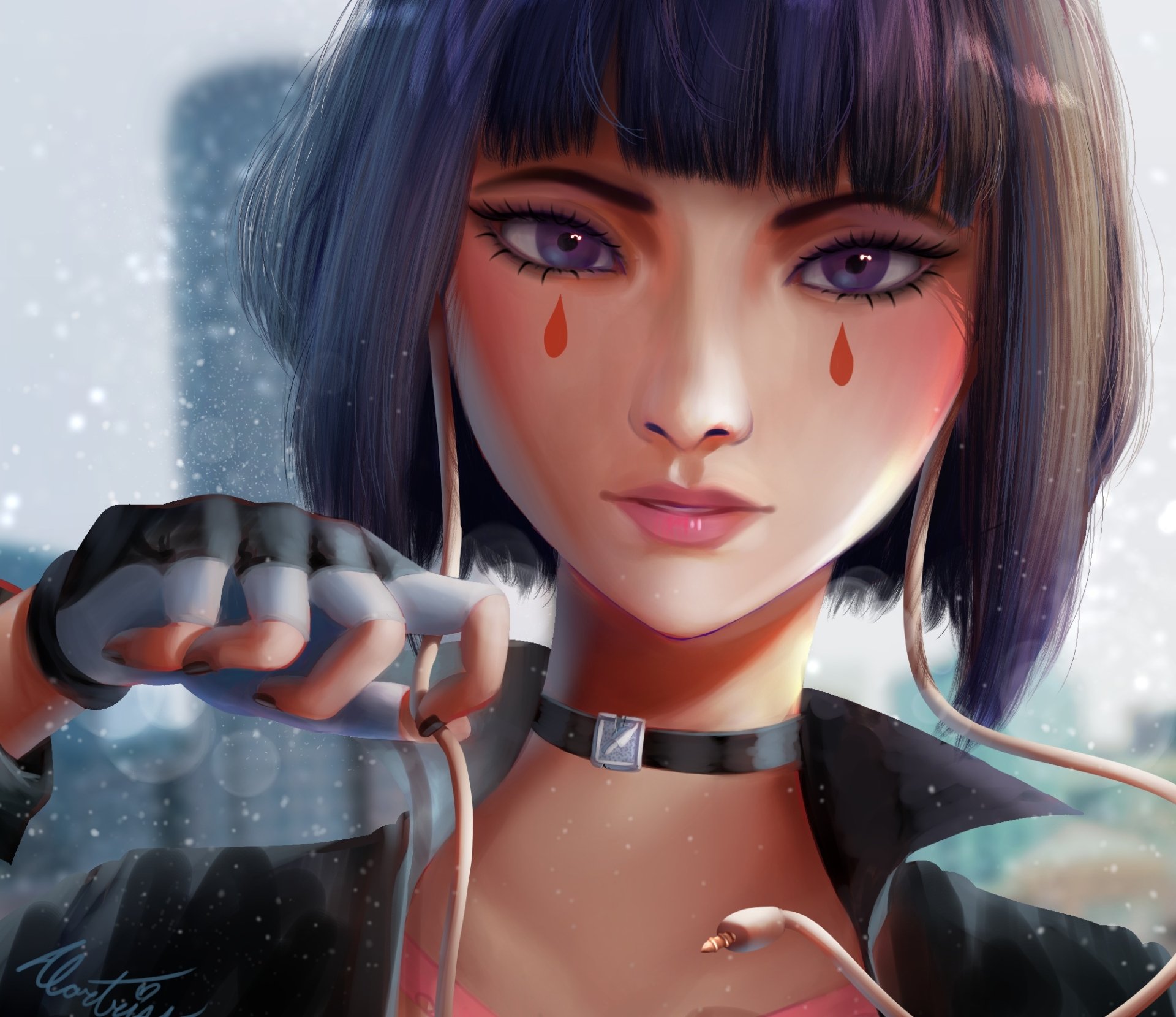 HD PC desktop wallpaper featuring Kyōka Jirō from My Hero Academia with detailed facial features and a focused expression.