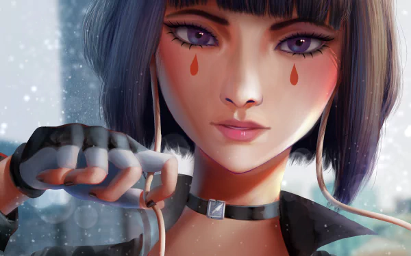 HD PC desktop wallpaper featuring Kyōka Jirō from My Hero Academia with detailed facial features and a focused expression.