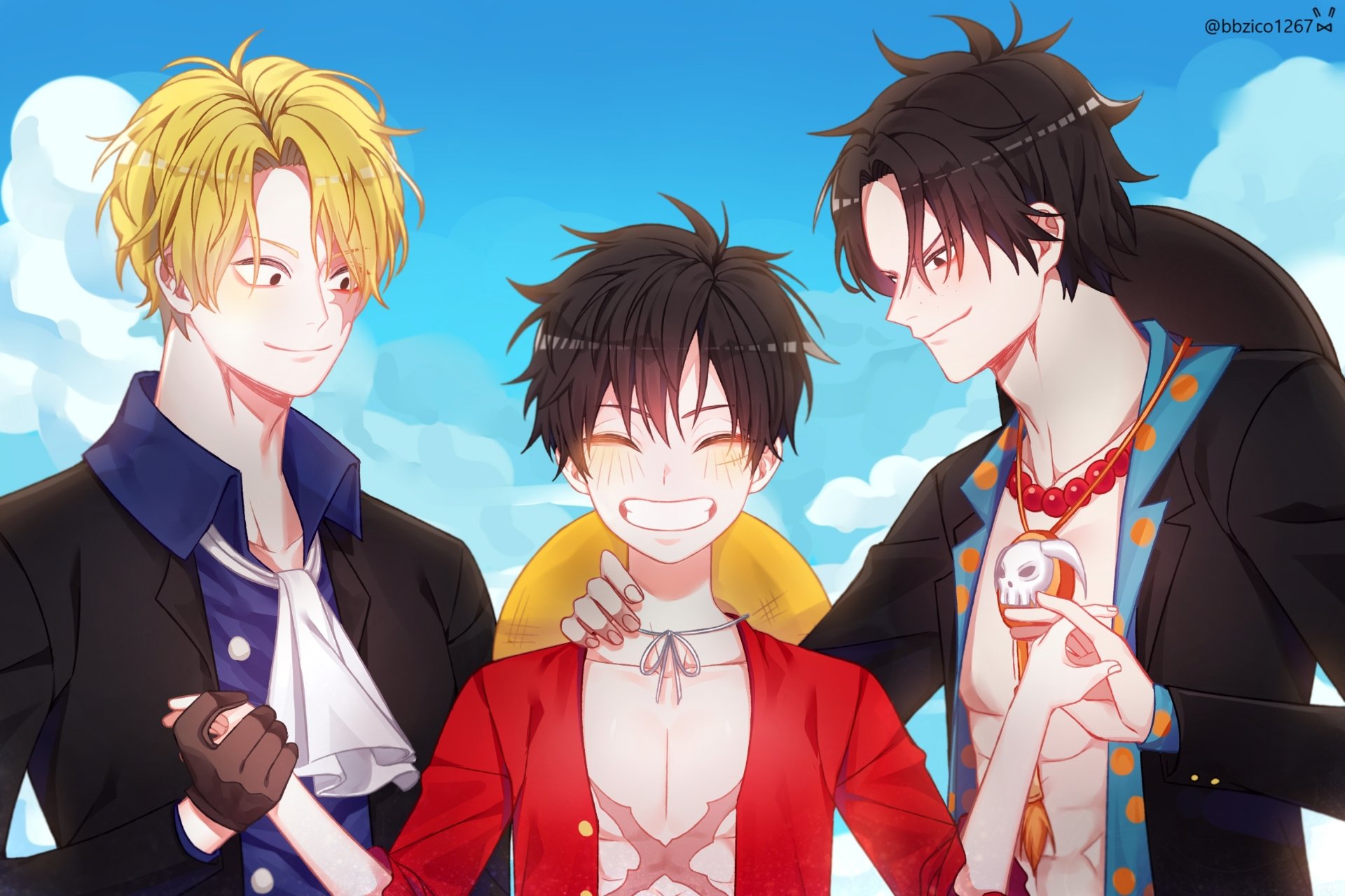 Download Portgas D. Ace Monkey D. Luffy Sabo (One Piece) Anime One Piece HD Wallpaper by にゃん