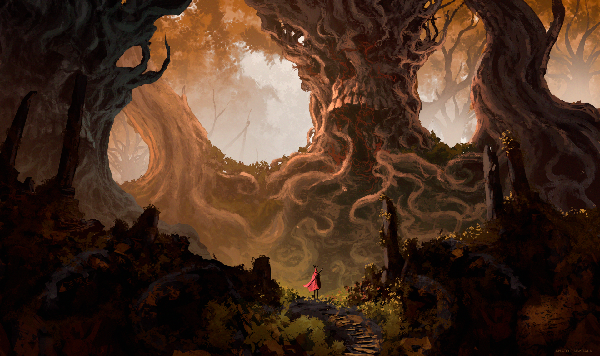 Download Tree Forest Fantasy Warrior Fantasy Warrior HD Wallpaper by