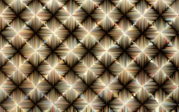 Abstract square HD PC desktop wallpaper: repeating metallic diamond/starburst grid in beige, brown and muted green, each tile glowing with a bright central highlight for a tiled luminous background.