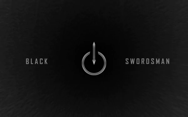 4K Ultra HD anime wallpaper featuring Kirito from Sword Art Online, with a sleek black background and a stylized power button sword emblem labeled Black Swordsman.