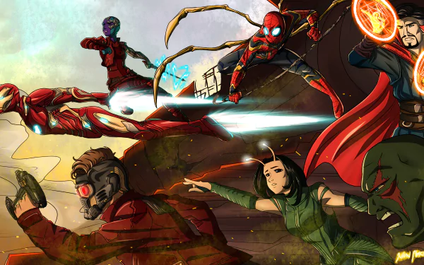 Nebula (Marvel Comics) Doctor Strange Drax The Destroyer Mantis (Marvel Comics) spider man Star Lord Iron Man movie Avengers: Infinity War HD Desktop Wallpaper | Background Image