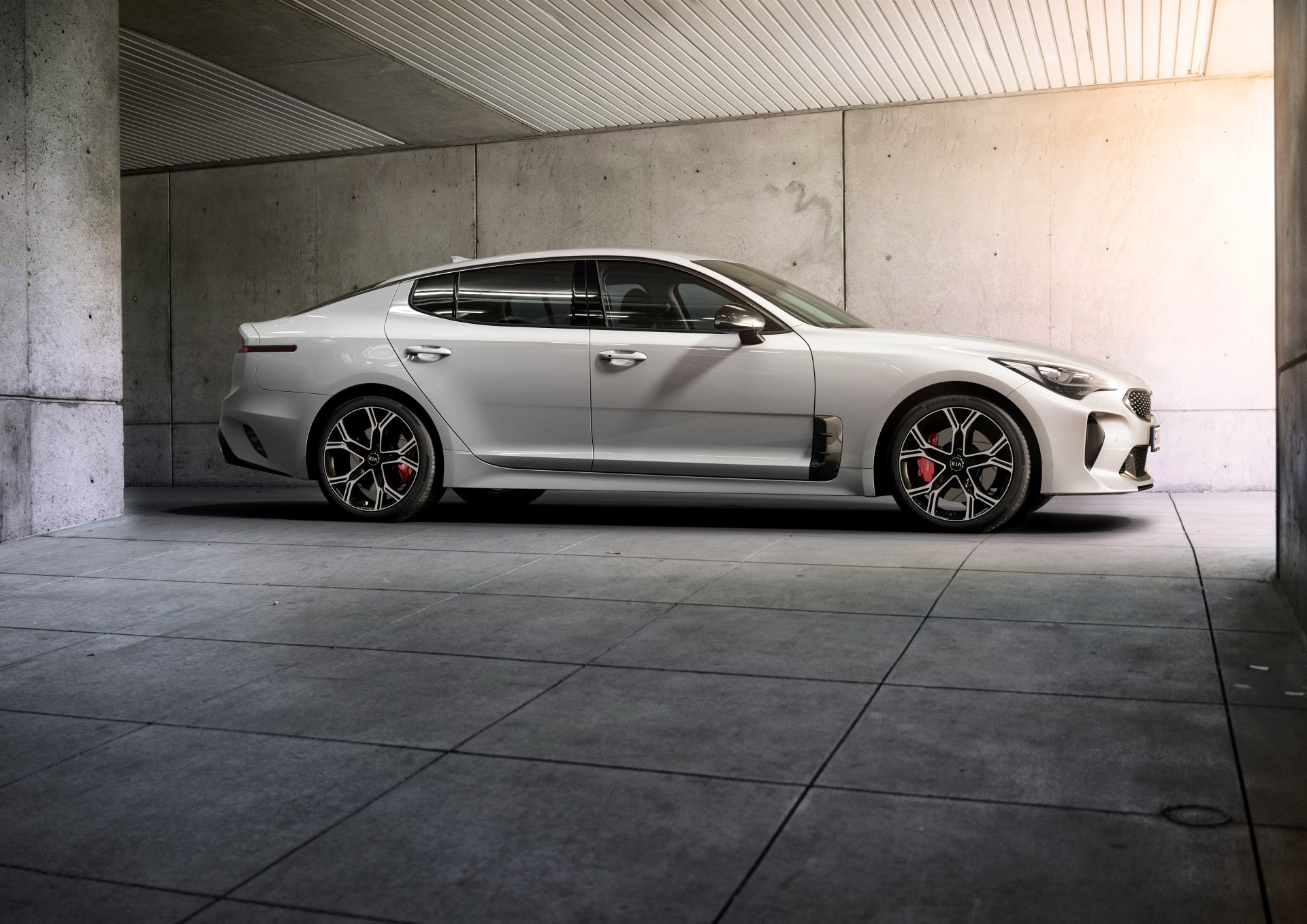 Download White Car Compact Car Car Kia Vehicle Kia Stinger 4k Ultra HD Wallpaper