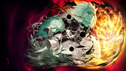 HD desktop wallpaper featuring Sage of Six Paths and Madara Uchiha from the anime Naruto, showcasing vibrant, intense artwork with dynamic, fiery backgrounds.