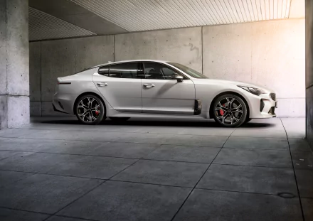 white car compact car car Kia vehicle Kia Stinger HD Desktop Wallpaper | Background Image