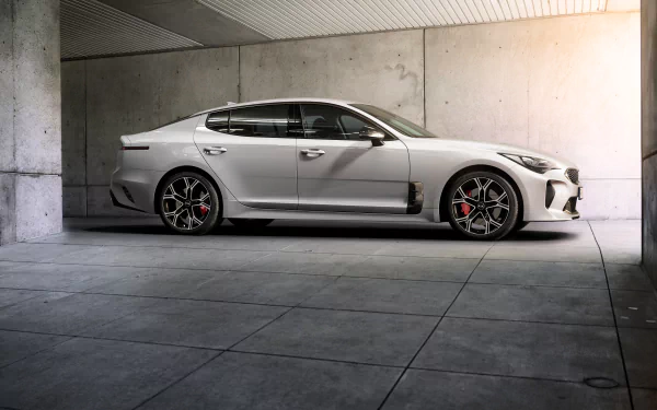 white car compact car car Kia vehicle Kia Stinger HD Desktop Wallpaper | Background Image