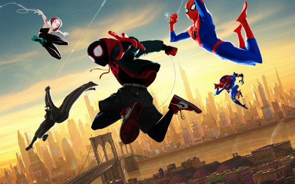 Movie Spider-Man: Into The Spider-Verse Spider-Man Miles Morales Spider-Gwen Spider-Man Noir HD Wallpaper | Background Image