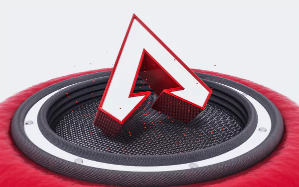 4K Ultra HD Apex Legends video game wallpaper featuring the bold red and white Apex logo set against a textured circular background with dynamic red accents.