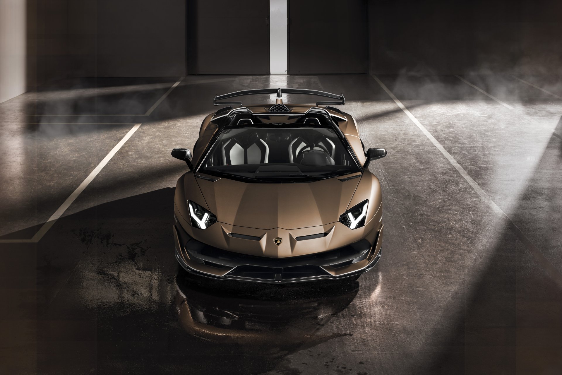 Download Brown Car Supercar Car Lamborghini Lamborghini Aventador Vehicle Lamborghini Aventador SVJ 8k Ultra HD Wallpaper