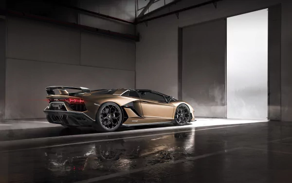brown car supercar car Lamborghini Lamborghini Aventador vehicle Lamborghini Aventador SVJ HD Desktop Wallpaper | Background Image