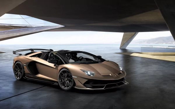 brown car supercar car Lamborghini Lamborghini Aventador vehicle Lamborghini Aventador SVJ HD Desktop Wallpaper | Background Image