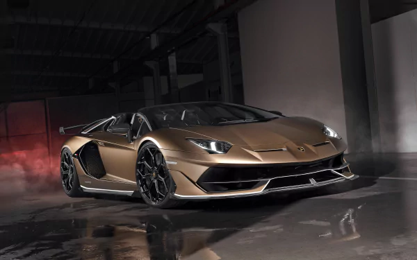 brown car supercar car Lamborghini Lamborghini Aventador vehicle Lamborghini Aventador SVJ HD Desktop Wallpaper | Background Image