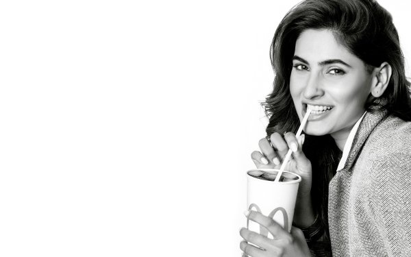 Celebrity Karishma Sharma Actress Indian Smile Black & White HD Wallpaper | Background Image