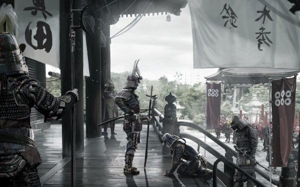 Fantasy Samurai Warrior Banner Weapon HD Wallpaper | Background Image