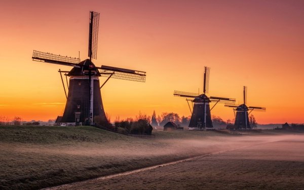 Man Made Windmill Building Sky Sunset HD Wallpaper | Background Image